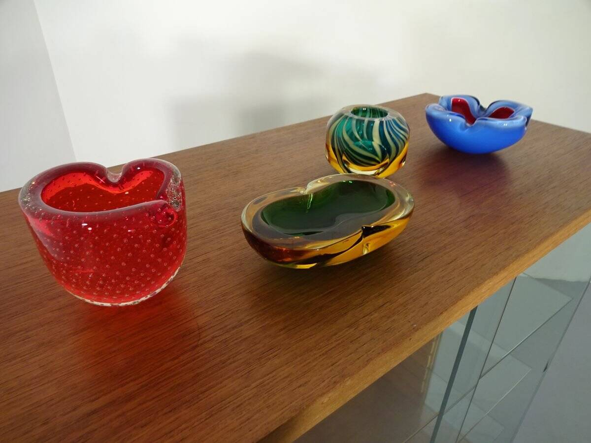 Maltese Glass Ashtrays from Mdina, 1960s, Set of 2