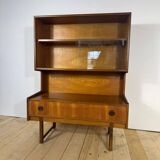 Vintage teak bookcase with glass doors – Scandinavian mid-century elegance
