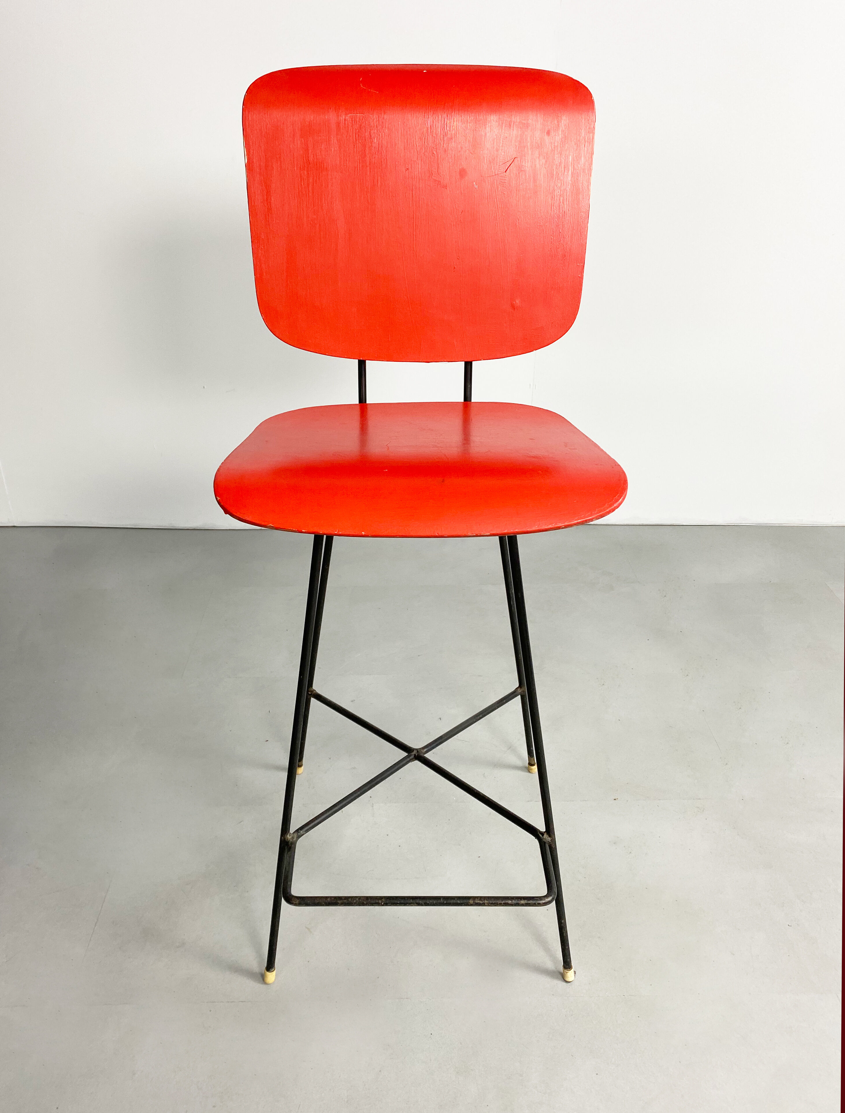Dutch plywood bar stool by P.J Van Der Klugt for Everest, 1957