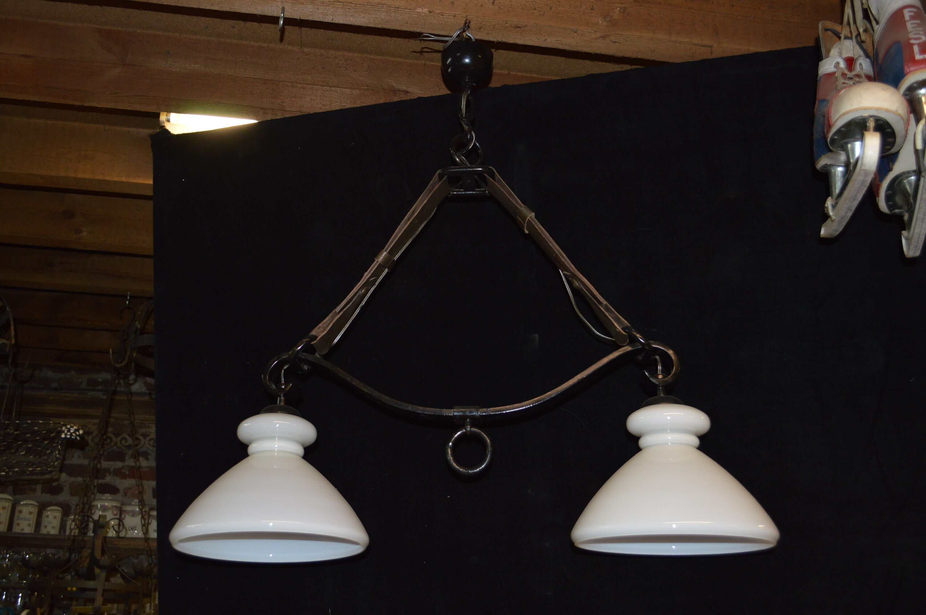 Billiards in iron chandelier