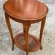 Louis XV oval pedestal table carved in solid cherry wood with cane bedside table