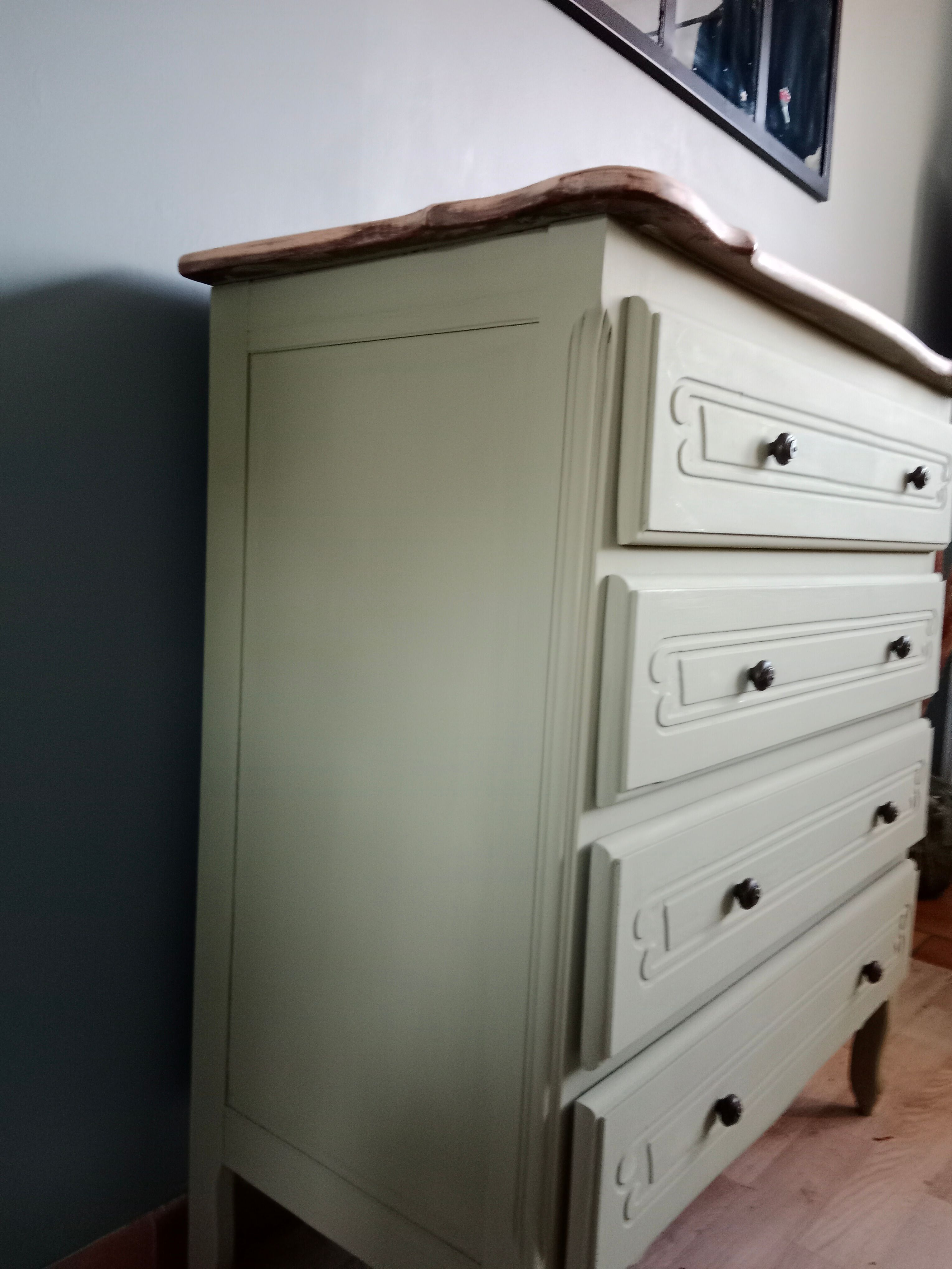 Grey green chest of drawers