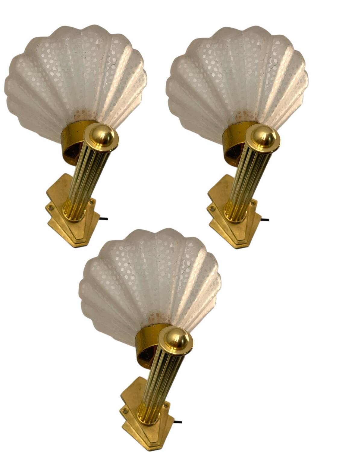 Murano Glass Brass Sconces Set of 3 1950’s