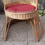 Rattan high back armchair, vintage, 60s