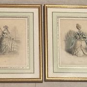 Lot 2 framed engravings "animated flowers" JJ Grandville: Linen and Tulip