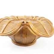 60s Italian design flower coffee table in rattan and glass marquetry