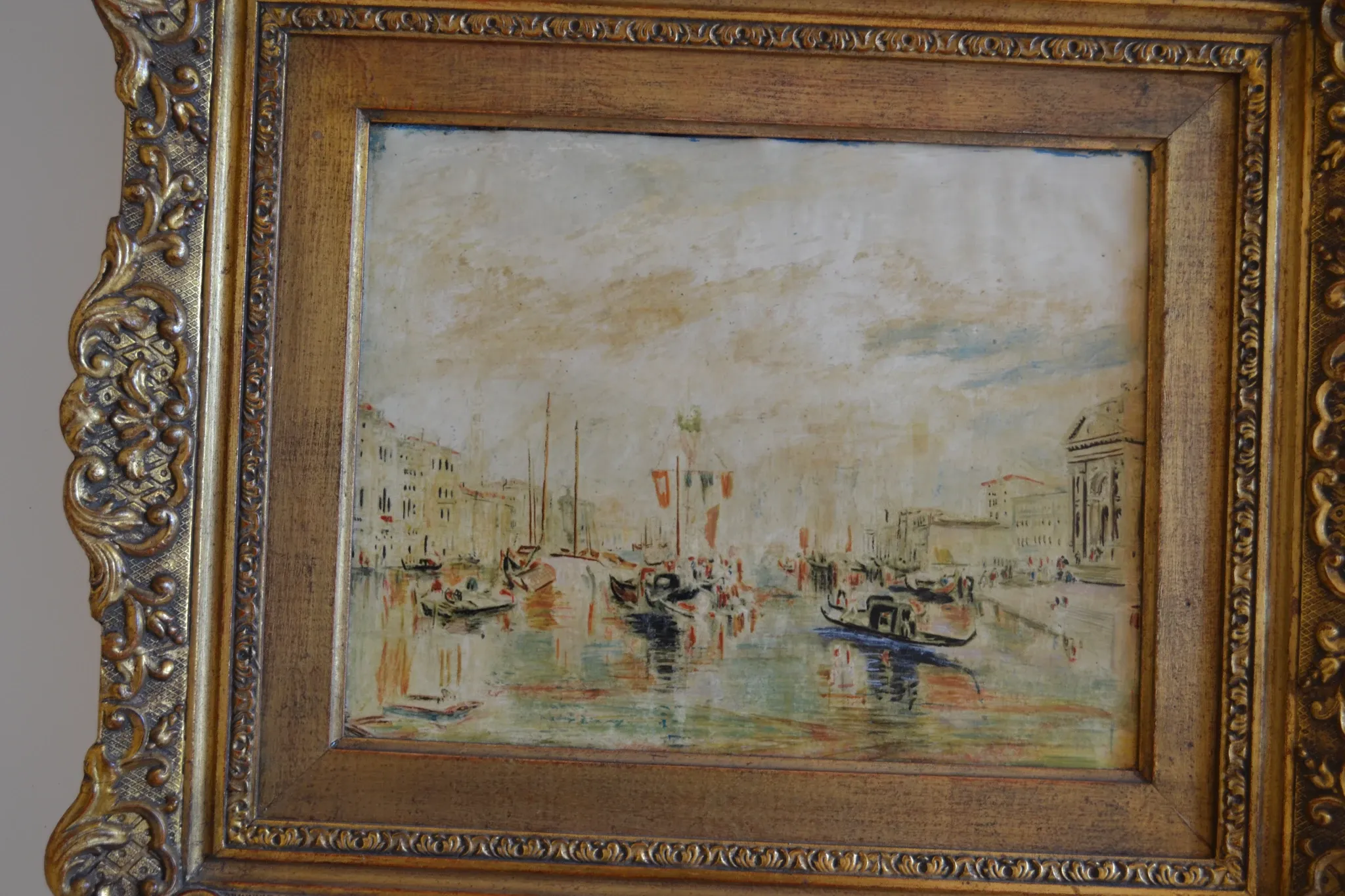 Venice "The Grand Canal" Old painting Oil on canvas