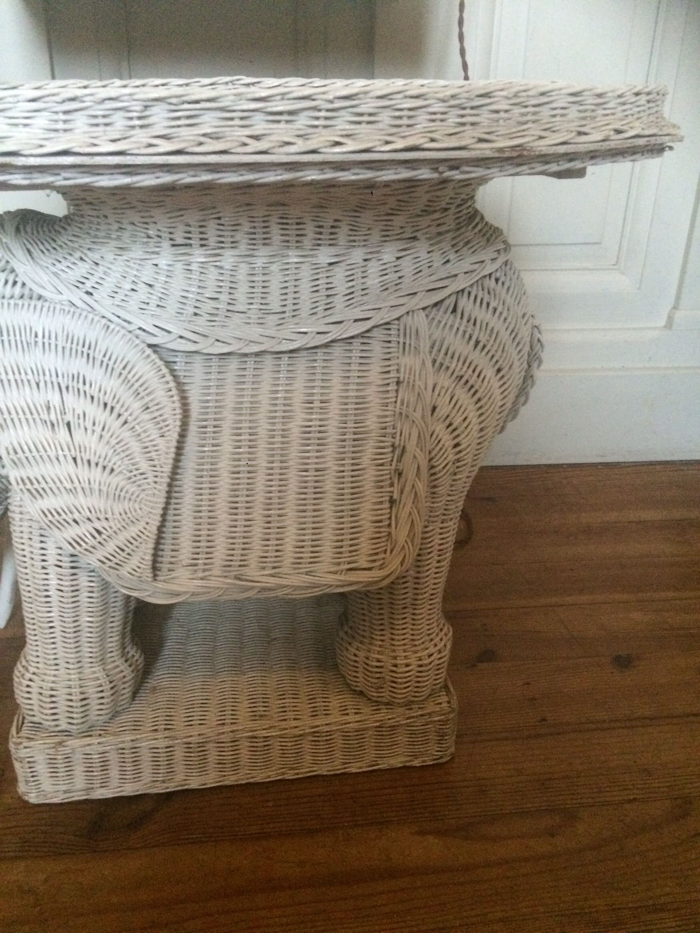 Vintage elephant wicker table 70