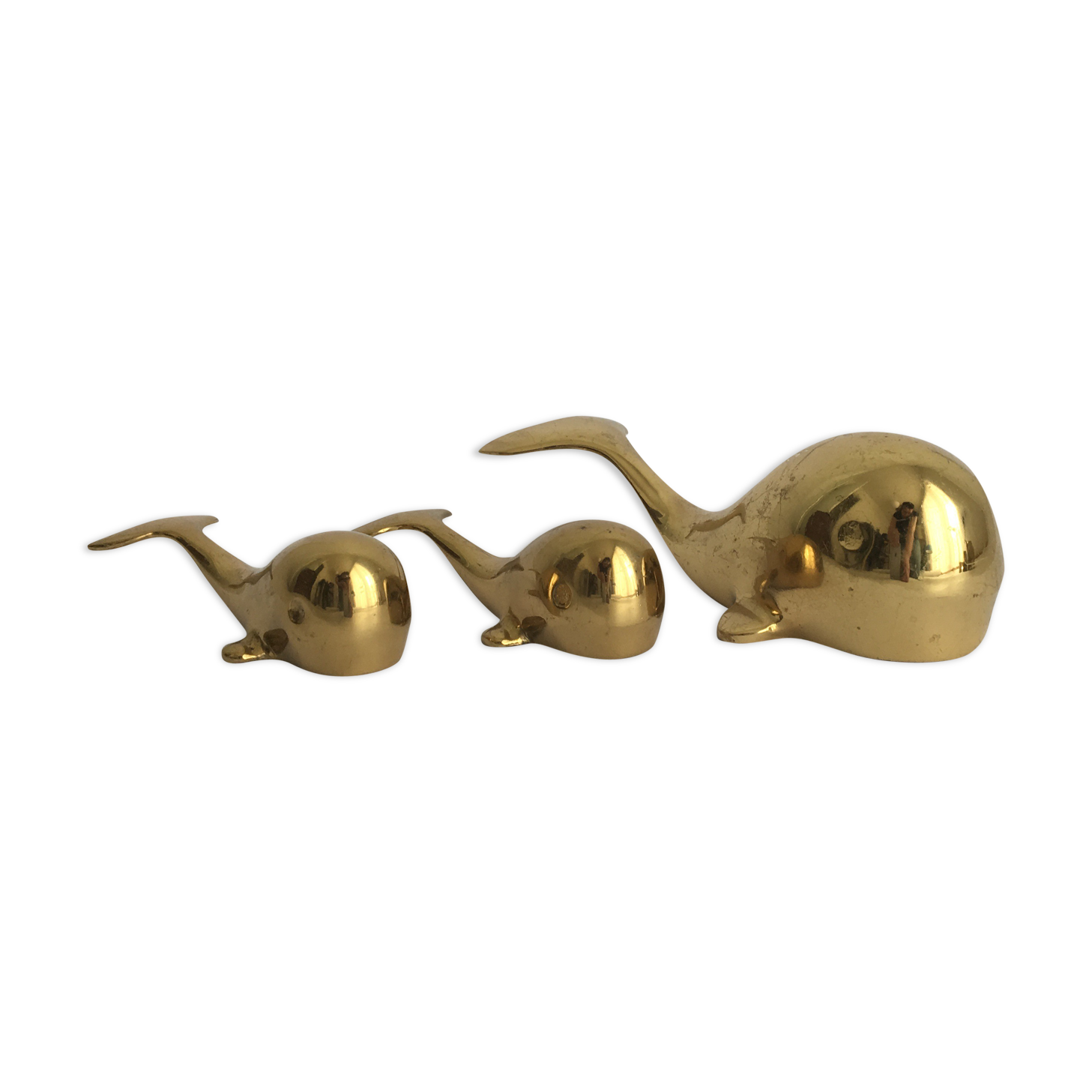 Set of 3 Brass Whales Figur