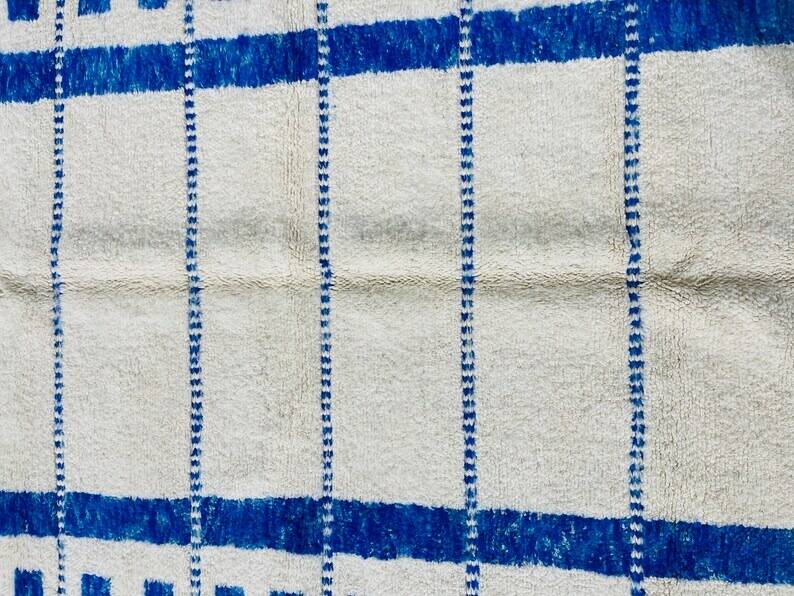 Handmade blue rug 250cm x 150cm