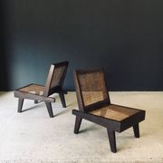 Low Modernist Folding Chairs by Pierre Jeanneret for Chandigarh, India, 1960s, Set of 2