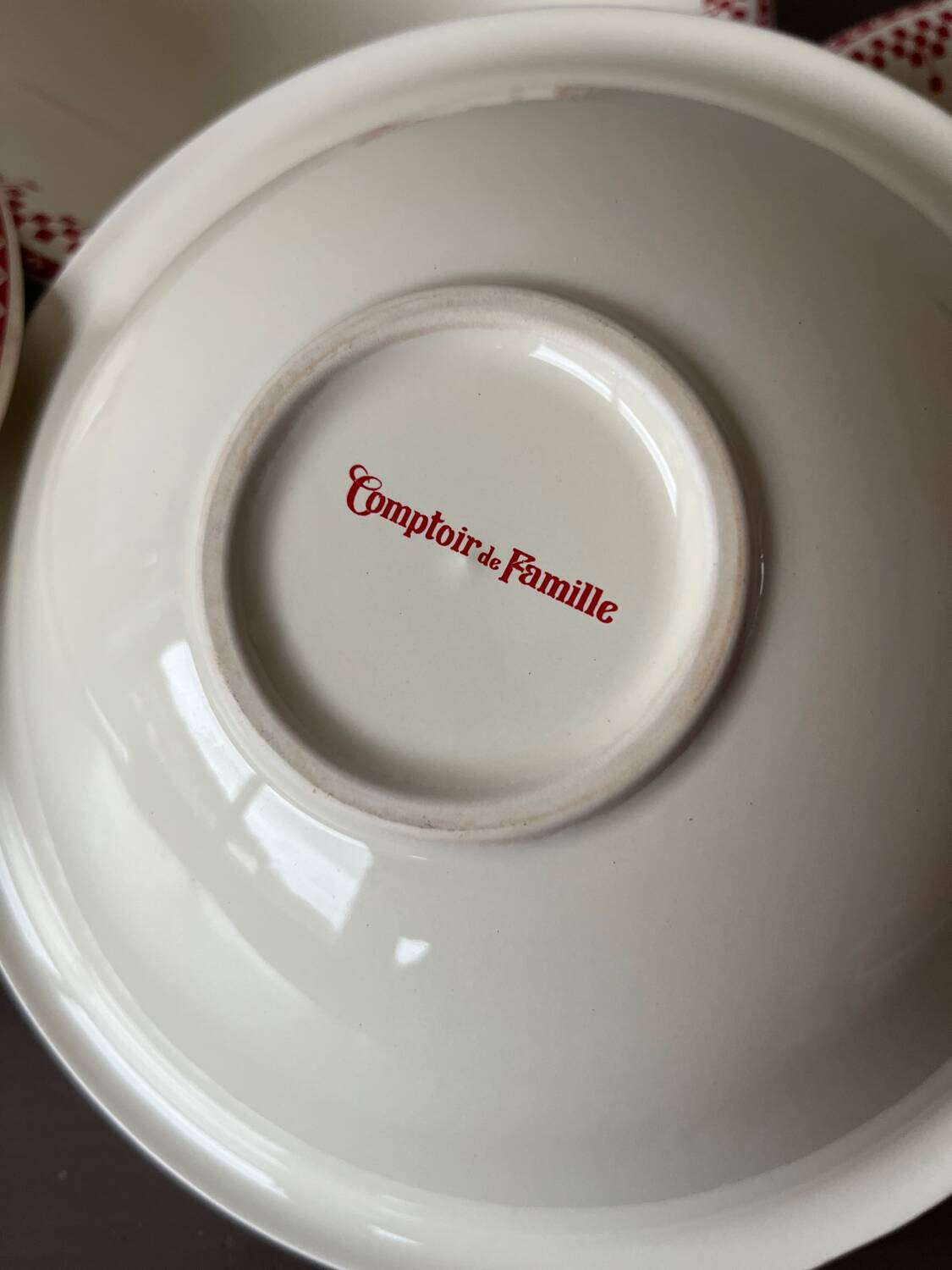 4 soup plates Comptoir de Famille “red checkerboard” model