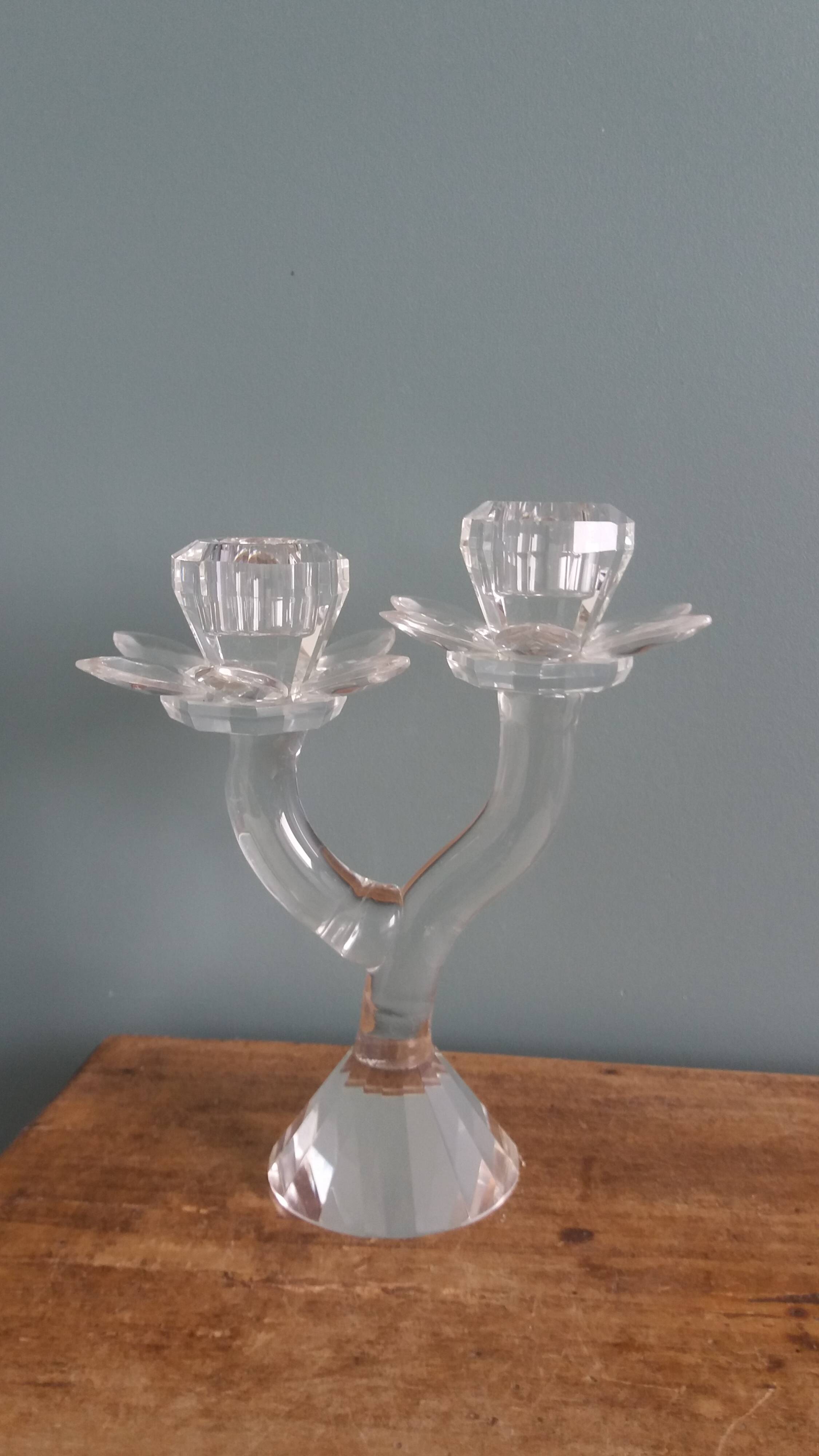 Chandelier candle holder flower in handcrafted cut crystal