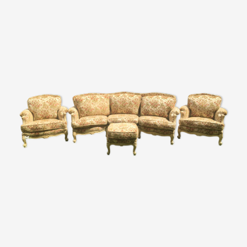 Canapé 3 places avec fauteuils styles Louis XV