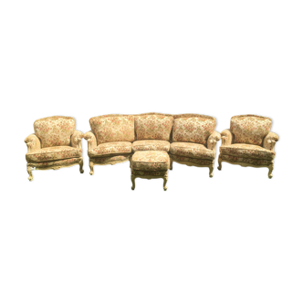 Canapé 3 places avec fauteuils styles Louis XV