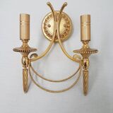 Set of 3 vintage Sciolari wall lights gold plated brass Italian 1960s