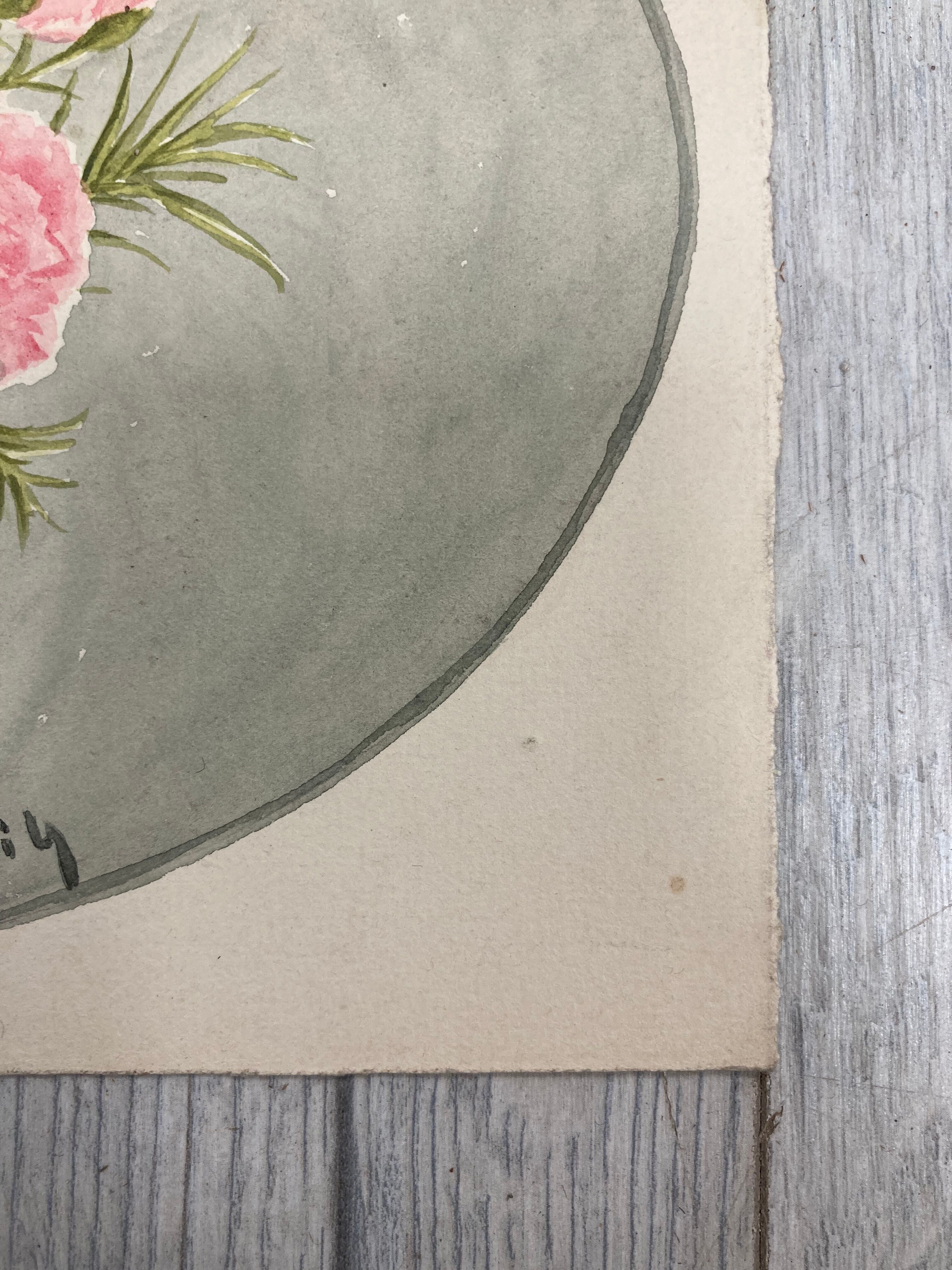 Watercolor with vintage carnations