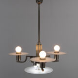 Art deco machine age chandelier, 1930, restored
