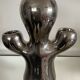 Vintage ceramic cactus candle holder in chrome