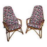 Pair of rattan armchairs