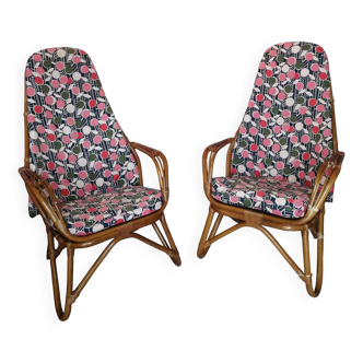 Pair of rattan armchairs