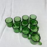 Lot of 10 vintage coffee cups green Duralex style