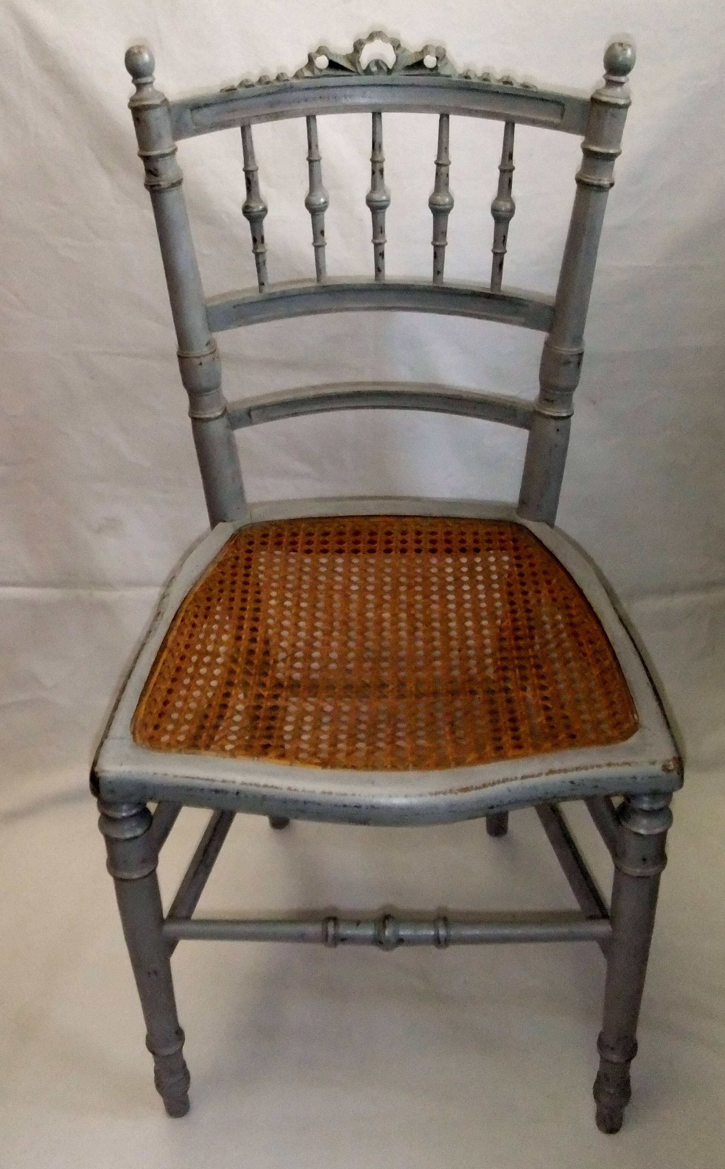 Antique Louis XVI style chair with pebble grey cane