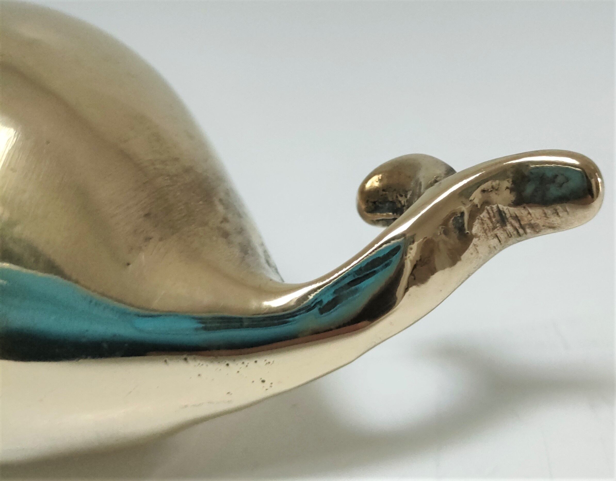 Zoomorphic ashtray massive brass whale 70s