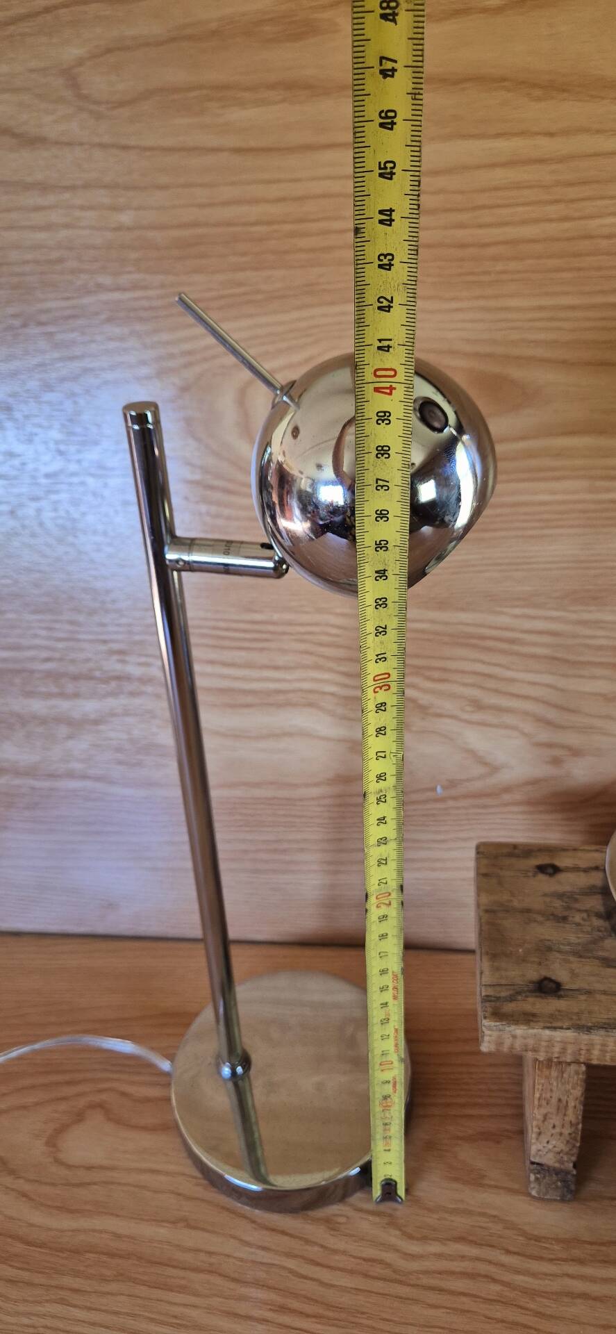 Set of 2 vintage 1970s chrome steel eye ball lamps.