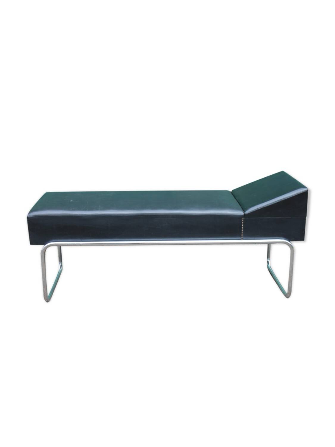 Banquette années 70 en skaï noir