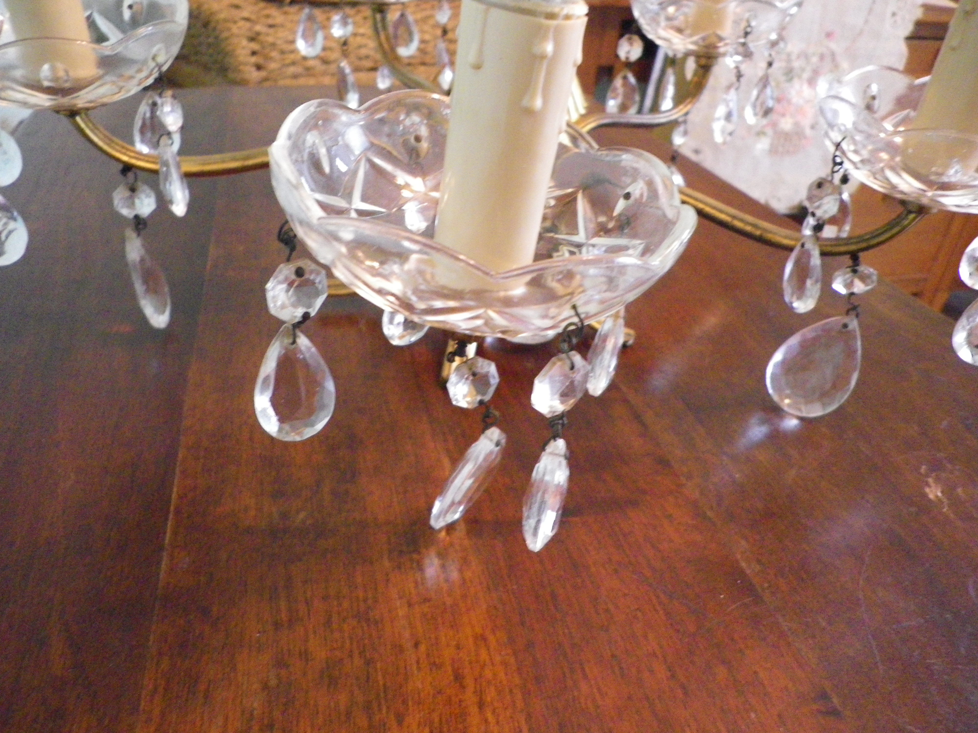 Suspension 5 lights, gold metal, glass cups with glass grapevines