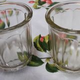 2 pots à confiture anciens en verre 500g