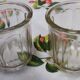 2 antique glass jam jars 500g