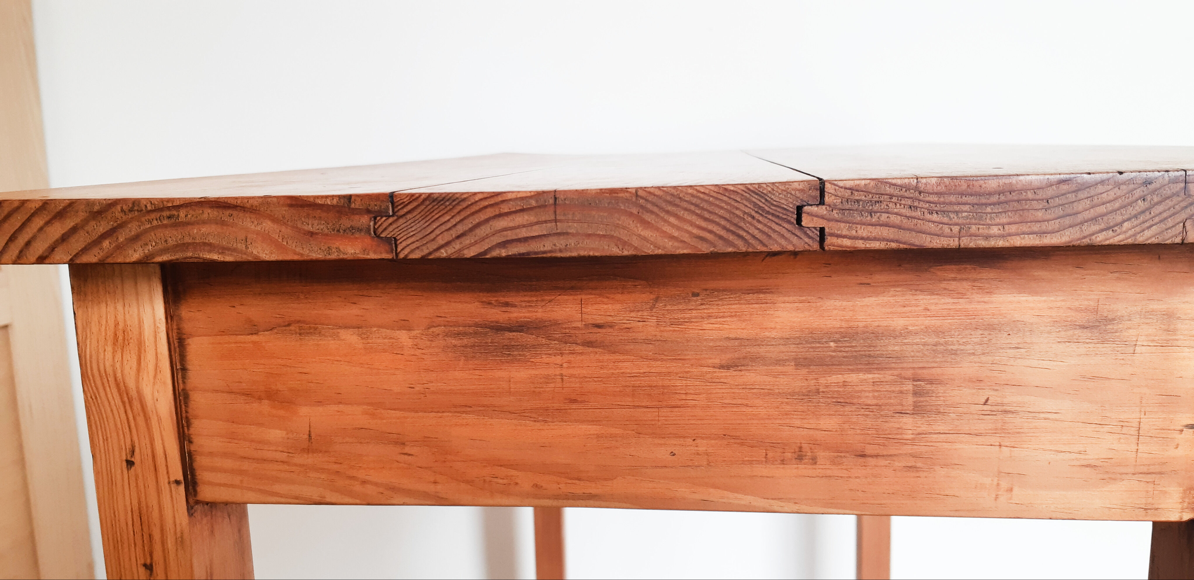Waxed wooden farmhouse table