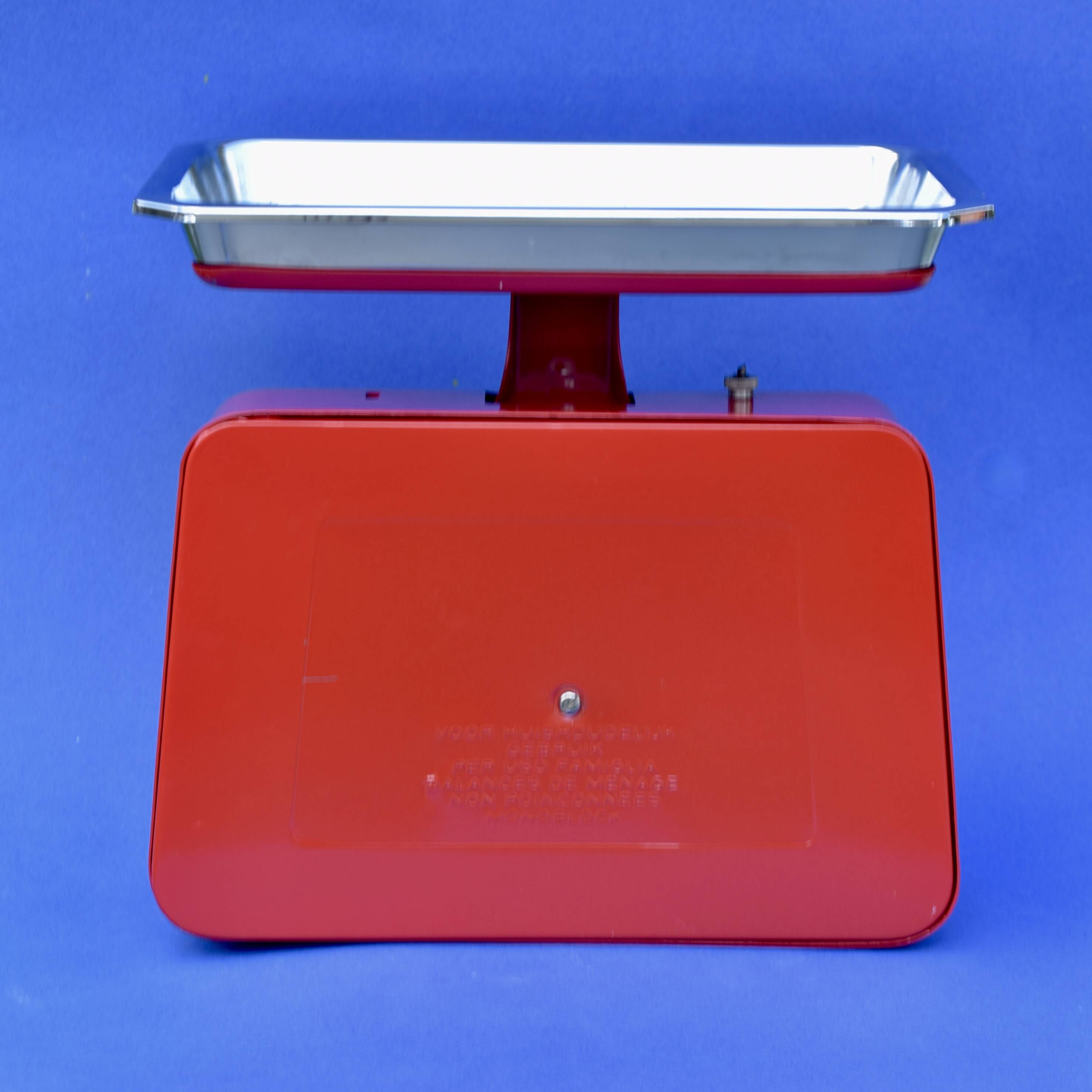 STUBE - Vintage red enameled metal kitchen scale in its original box - Force 10