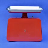 STUBE - Vintage red enameled metal kitchen scale in its original box - Force 10