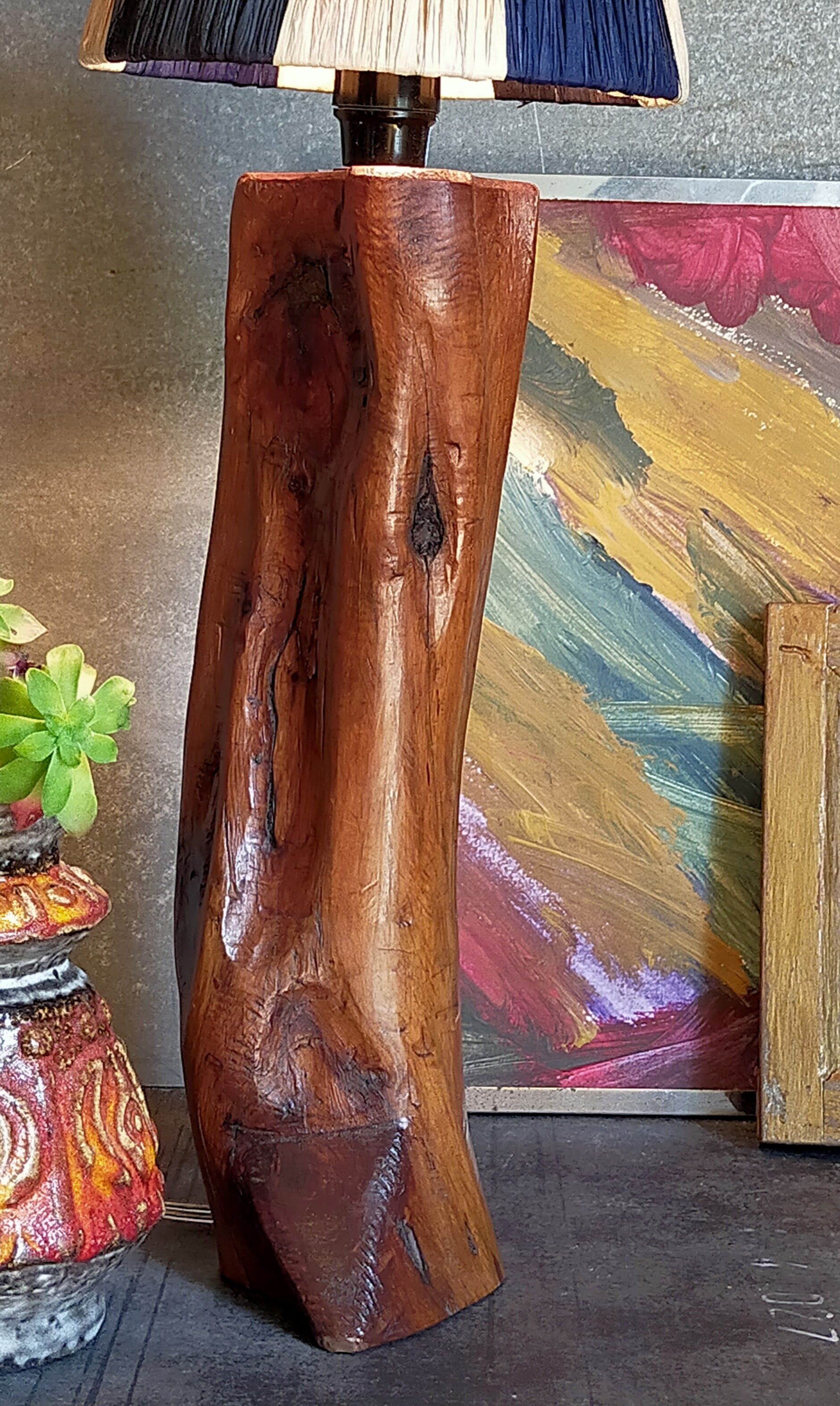 Free-form solid wood pose lamp in 1950s