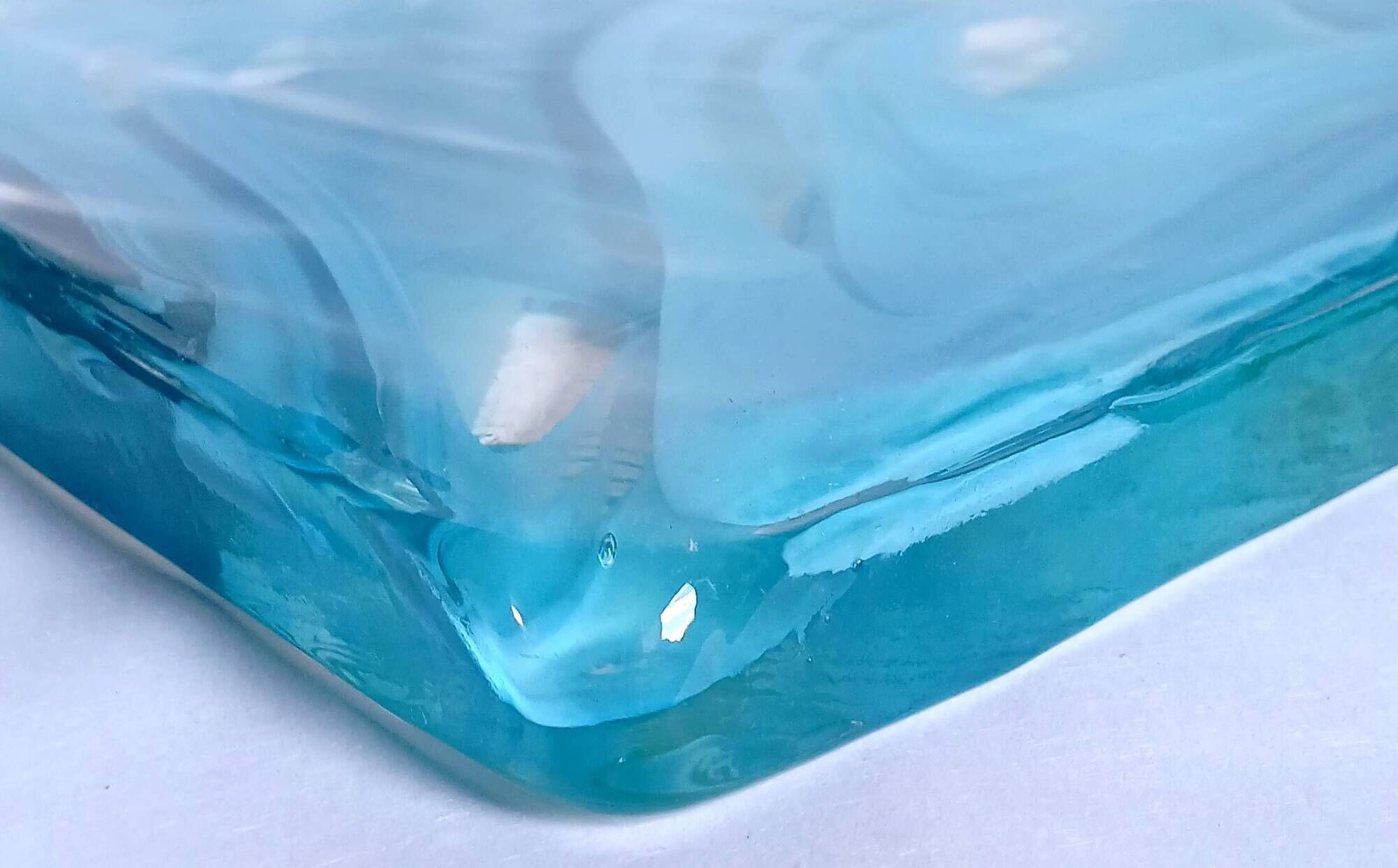 Minimalist Murano sommerso glass block plate