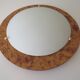 Vintage ceiling lamp, glass and faux bois de loupe, Spain 1970