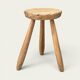 Brutalist tripod stool in solid elm from 1950.