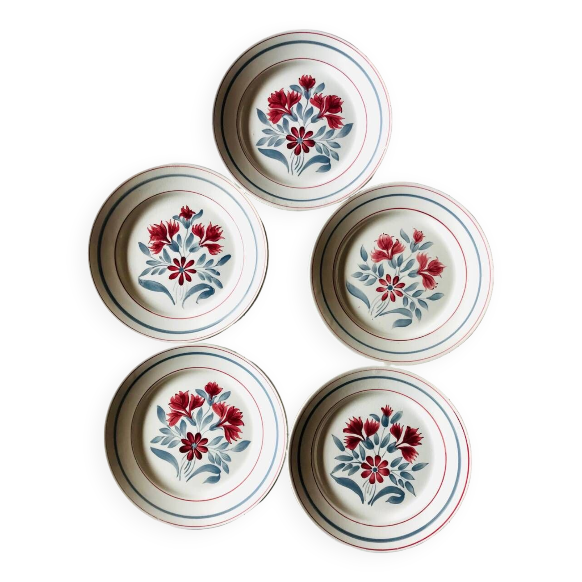5 assiettes plates anciennes Luneville Herblay