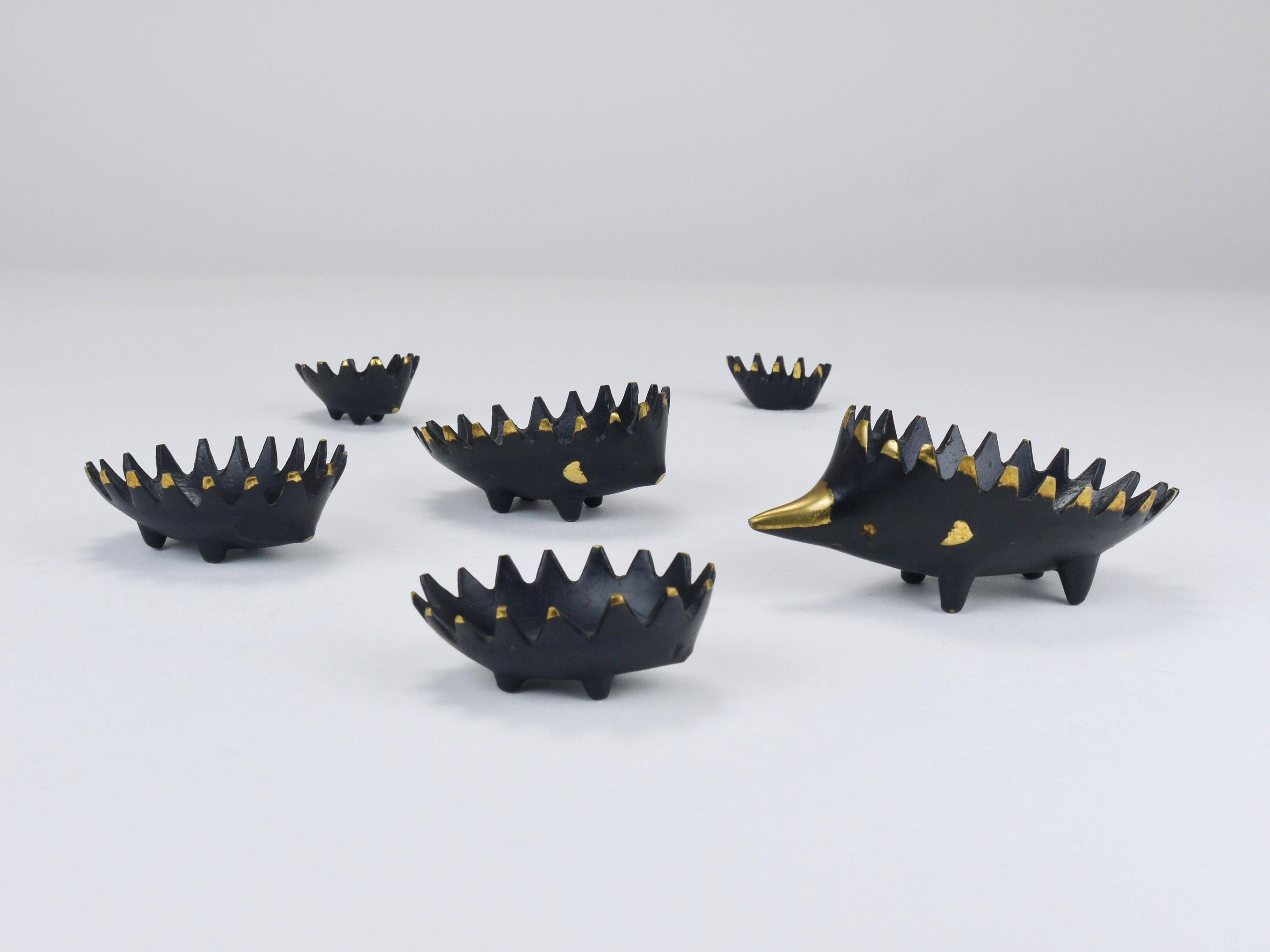 Cendriers empilables en laiton hérisson de Walter Bosse, Herta Baller, Autriche, années 1950