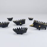 Cendriers empilables en laiton hérisson de Walter Bosse, Herta Baller, Autriche, années 1950