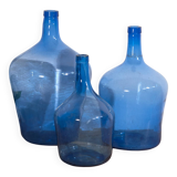 3 dame-Jeanne en verre bleu, vers 1920