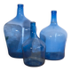 Antique blue demijohns (circa 1920). 3-piece set #1