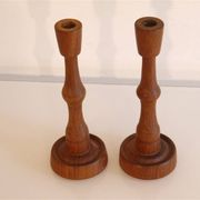 Pair of Scandinavian teak candlesticks 1960