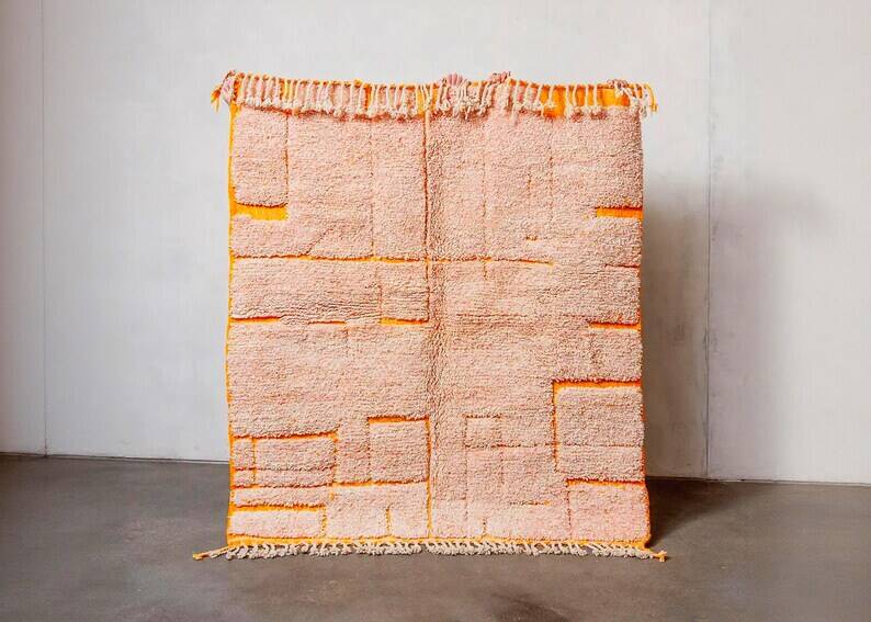 Orange wool rug 250cm x 150cm