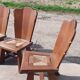 Ensemble de 5 anciennes chaises de feu en chêne à faible dossier, tressées de jonc, de style rural néerlandais.