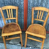 Lot de 2 chaises de bistrot bois 1950