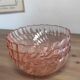 Set of 3 vintage Rosaline bowls in translucent pink glass